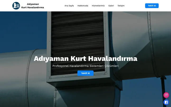 Adıyaman Kurt Havalandırma ana sayfası (adıyamankurthavalandırma.com.tr)